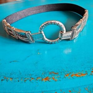 Chicos Size M Silver and Black Women's Belt